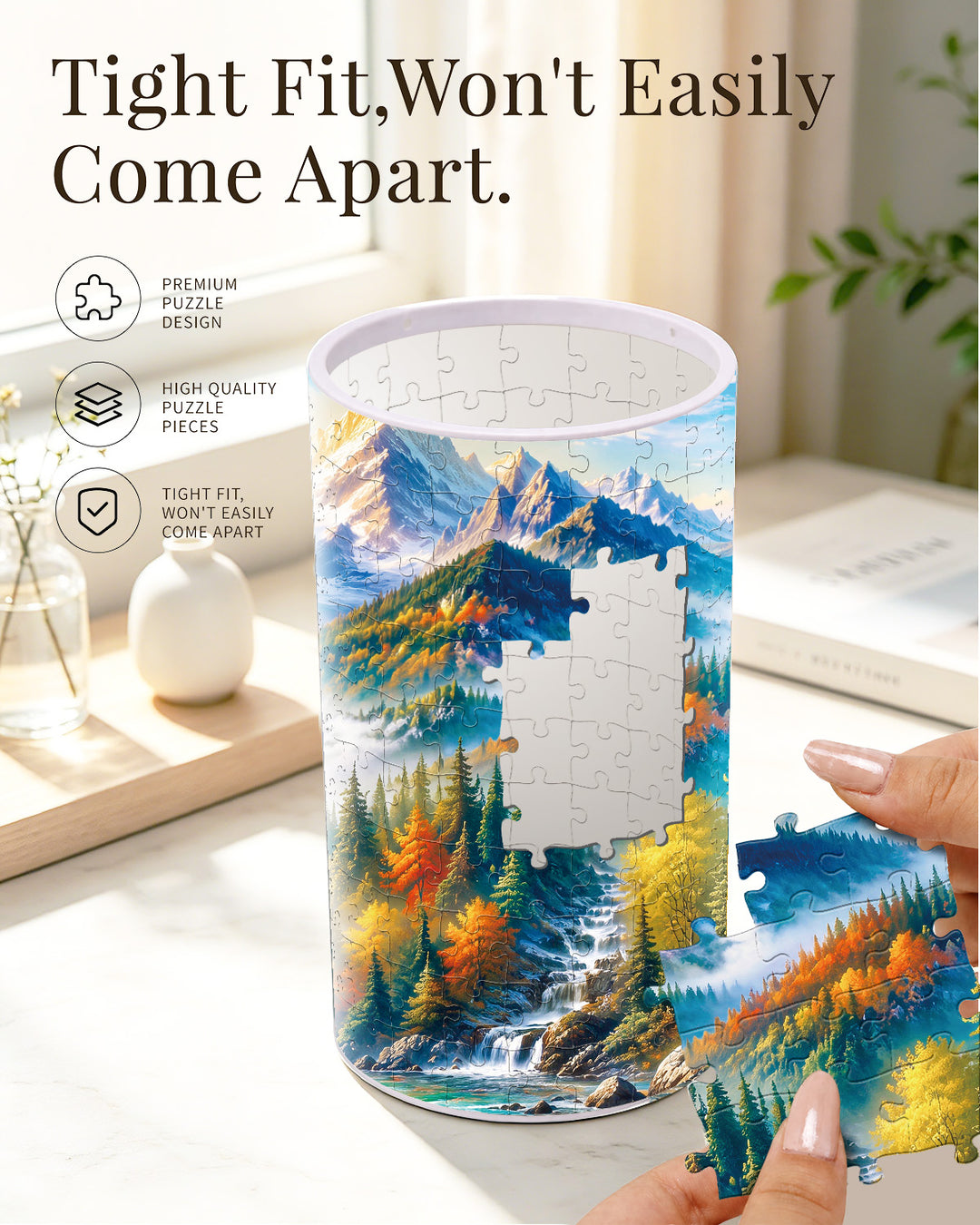 DIY Dimmable Acrylic Cylindrical Puzzle Lamp - Mountain Paradise