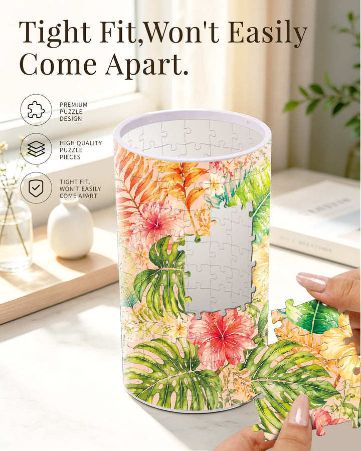 DIY Dimmable Acrylic Cylindrical Puzzle Lamp - Colorful Leaves