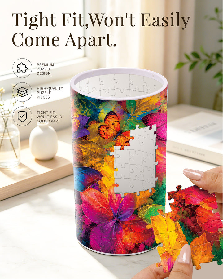 DIY Dimmable Acrylic Cylindrical Puzzle Lamp - Kaleidoscope Butterflies