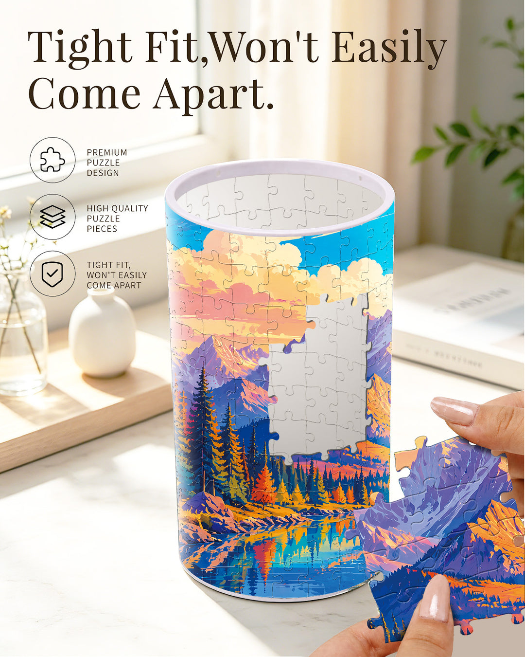 DIY Dimmable Acrylic Cylindrical Puzzle Lamp - Golden Mountain Valley