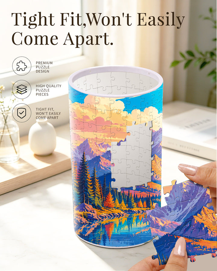 DIY Dimmable Acrylic Cylindrical Puzzle Lamp - Golden Mountain Valley