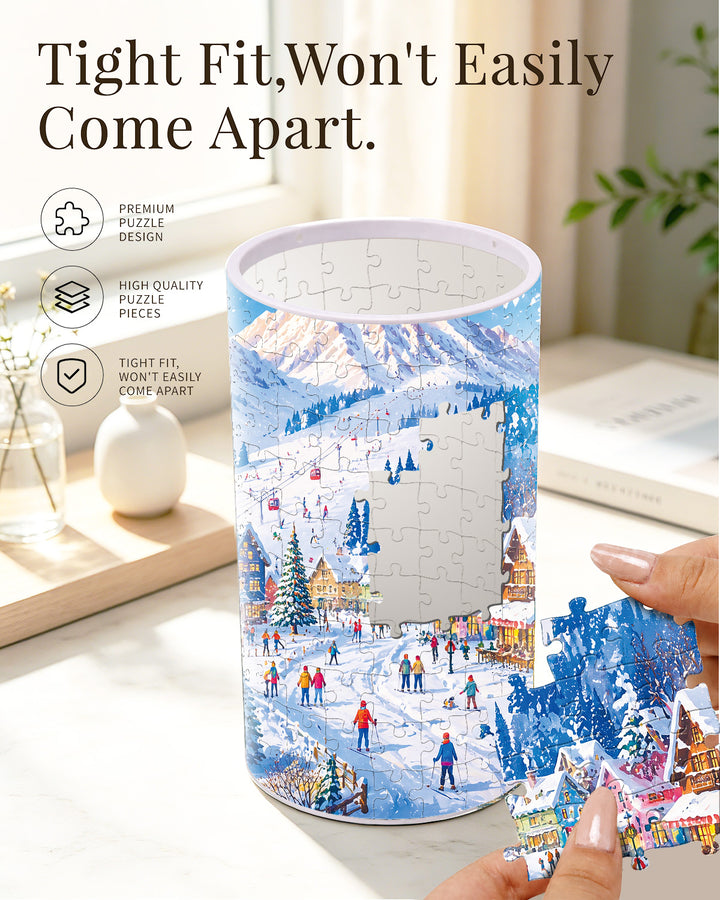 DIY Dimmable Acrylic Cylindrical Puzzle Lamp - Snow Town