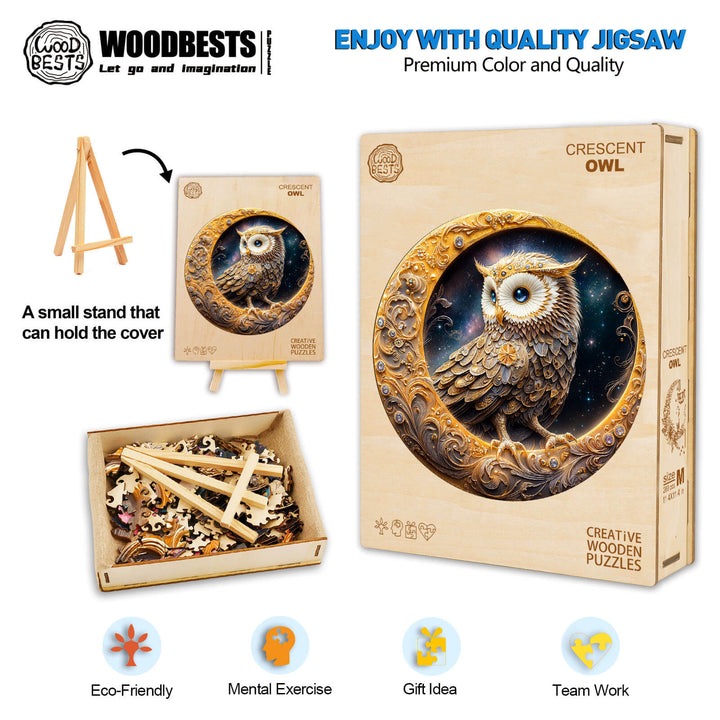 Crescent Owl Wooden Jigsaw Puzzle