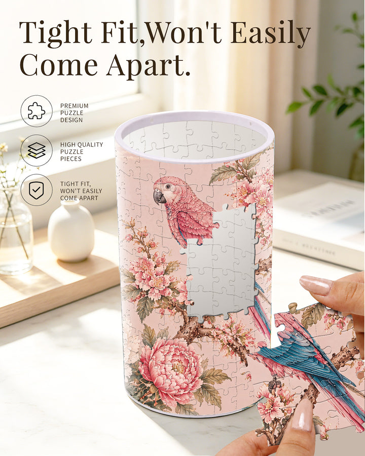 DIY Dimmable Acrylic Cylindrical Puzzle Lamp - Pink Parrot