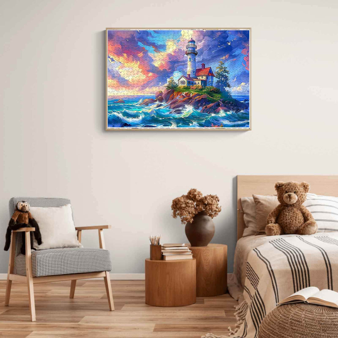 Lonely Island Lighthouse 500 / 1000 Piece Puzzle - By Woodbests