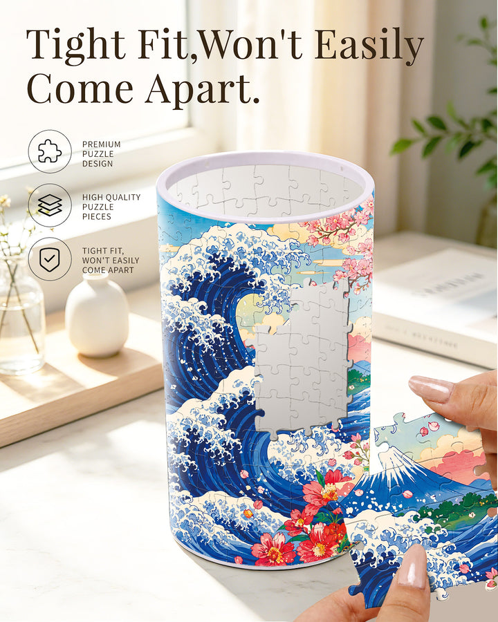 DIY Dimmable Acrylic Cylindrical Puzzle Lamp - Sunset Waves