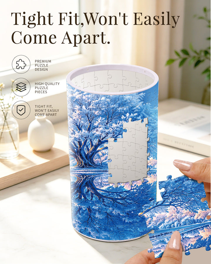 DIY Dimmable Acrylic Cylindrical Puzzle Lamp - Winter Wonderland