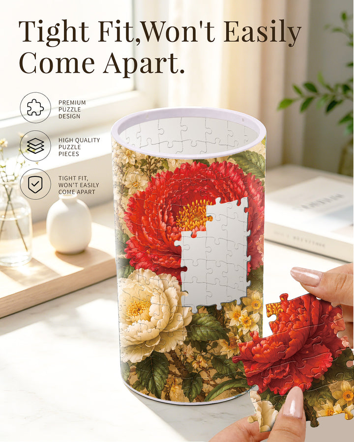 DIY Dimmable Acrylic Cylindrical Puzzle Lamp - Gilded Garden Bouquet