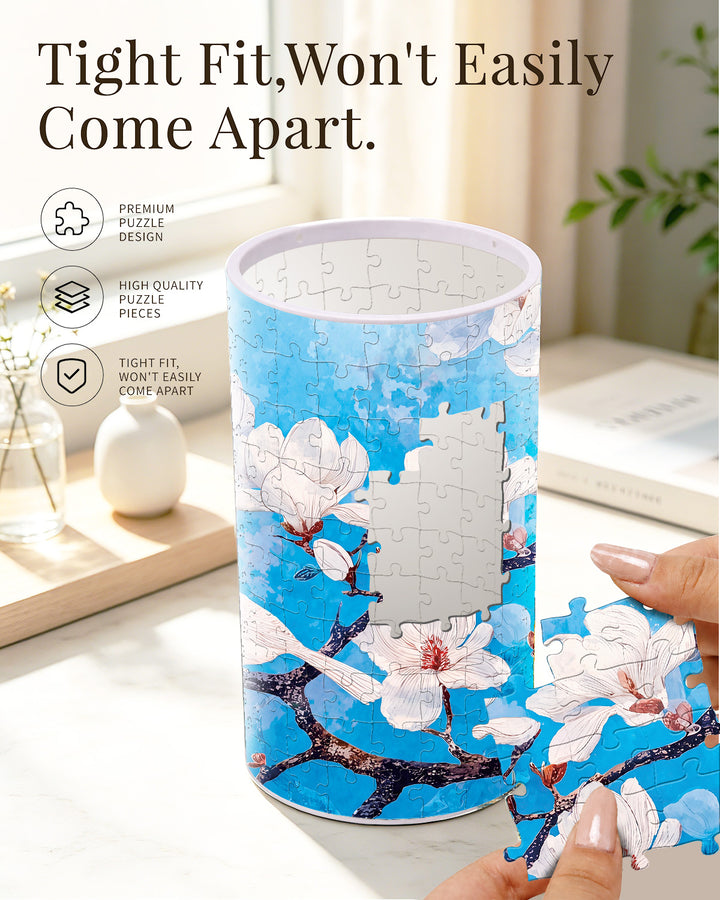 DIY Dimmable Acrylic Cylindrical Puzzle Lamp - Whispers of Magnolia Spring