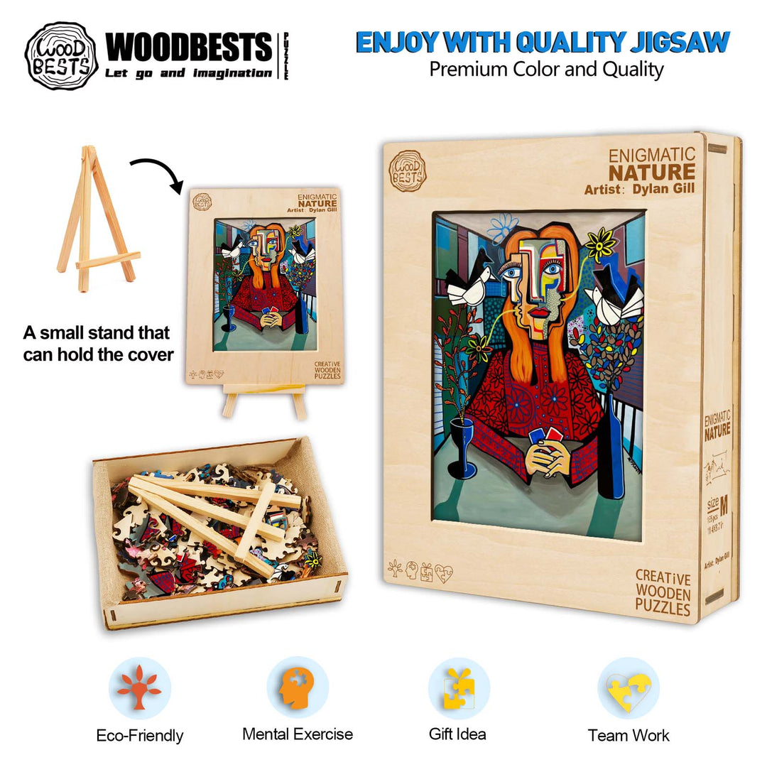 Enigmatic Nature jigsaw puzzle by artist Dylan Gill, featuring vibrant colors and eco-friendly materials for creative fun.
