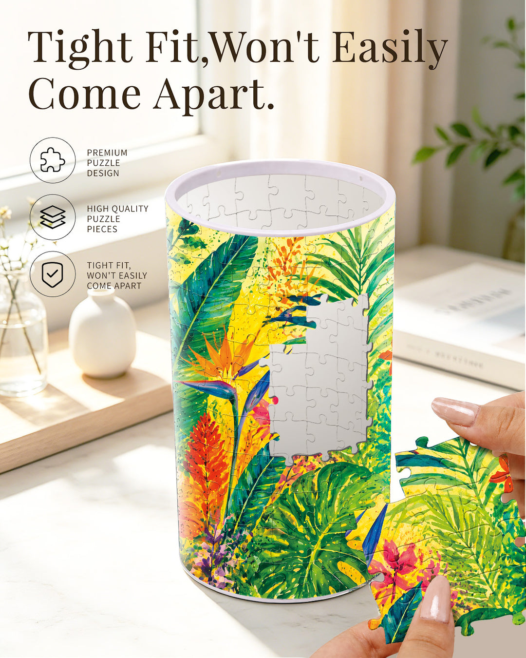DIY Dimmable Acrylic Cylindrical Puzzle Lamp - Tropical Reverie