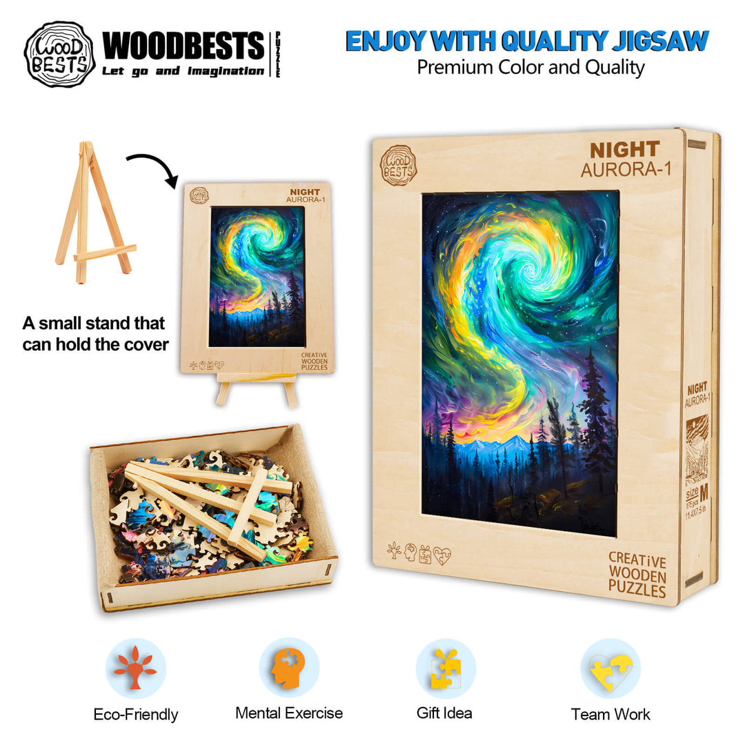 Night Aurora-1 Wooden Jigsaw Puzzle - Woodbests