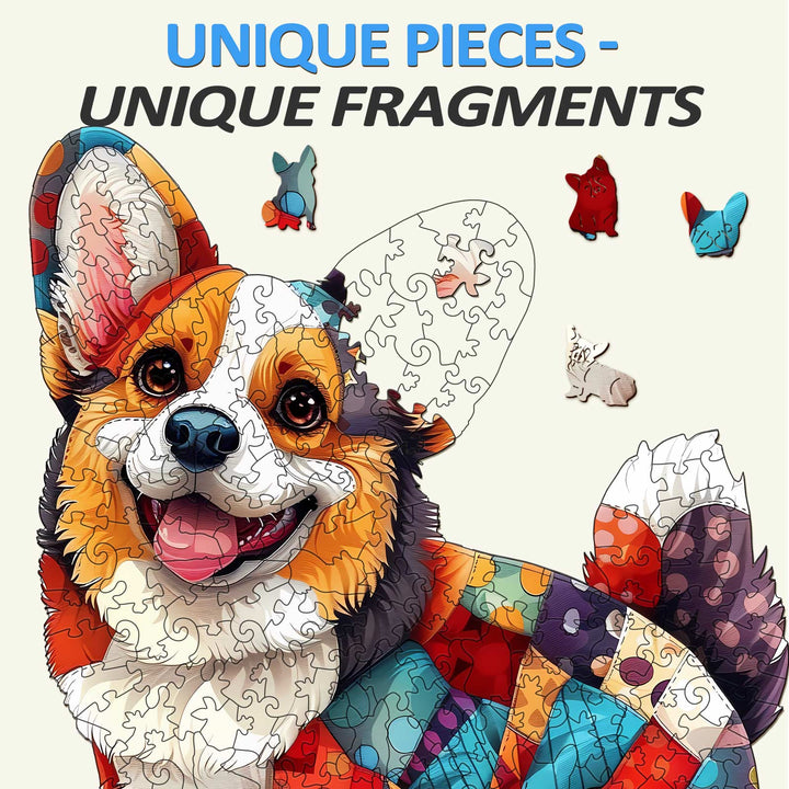 Patchwork Corgi Wooden Jigsaw Puzzle - By Woodbests