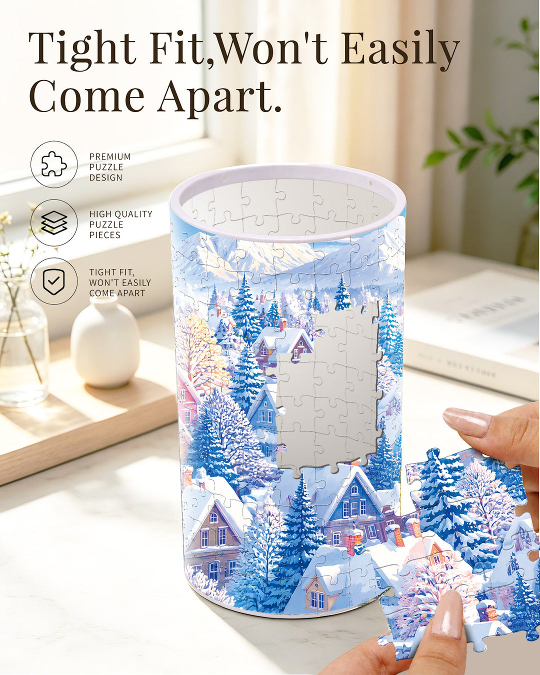 DIY Dimmable Acrylic Cylindrical Puzzle Lamp - Blue Winter Wonderland