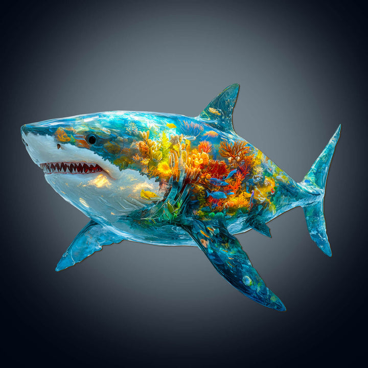 Flower shark Wooden Jigsaw Puzzle