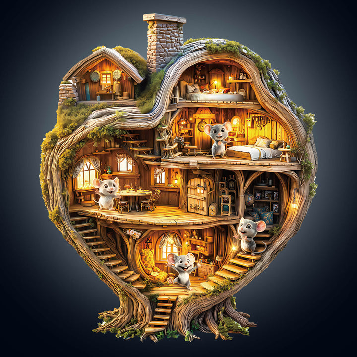 Heart Tree House Wooden Jigsaw Puzzle