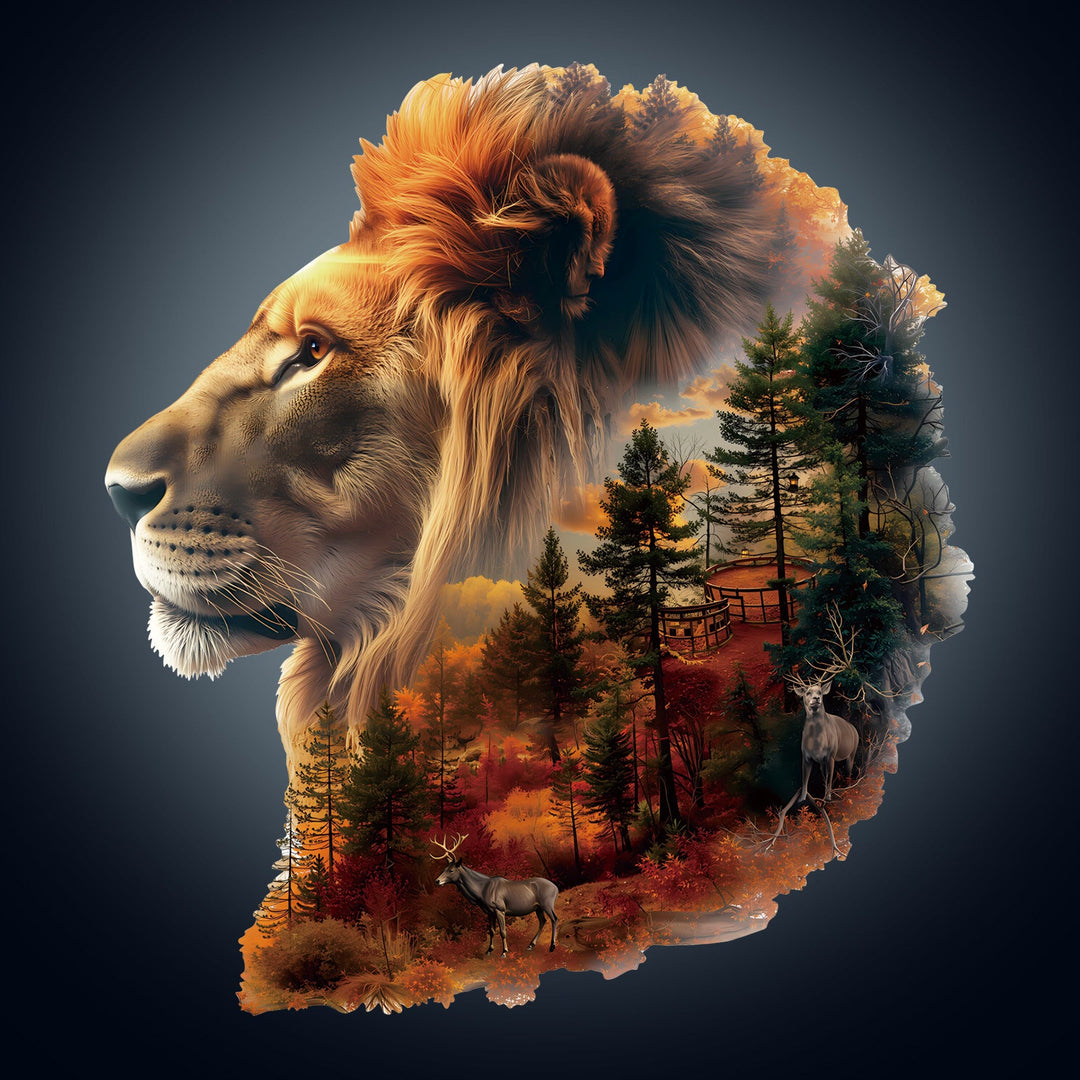 Sunset Lion Wooden Jigsaw Puzzle