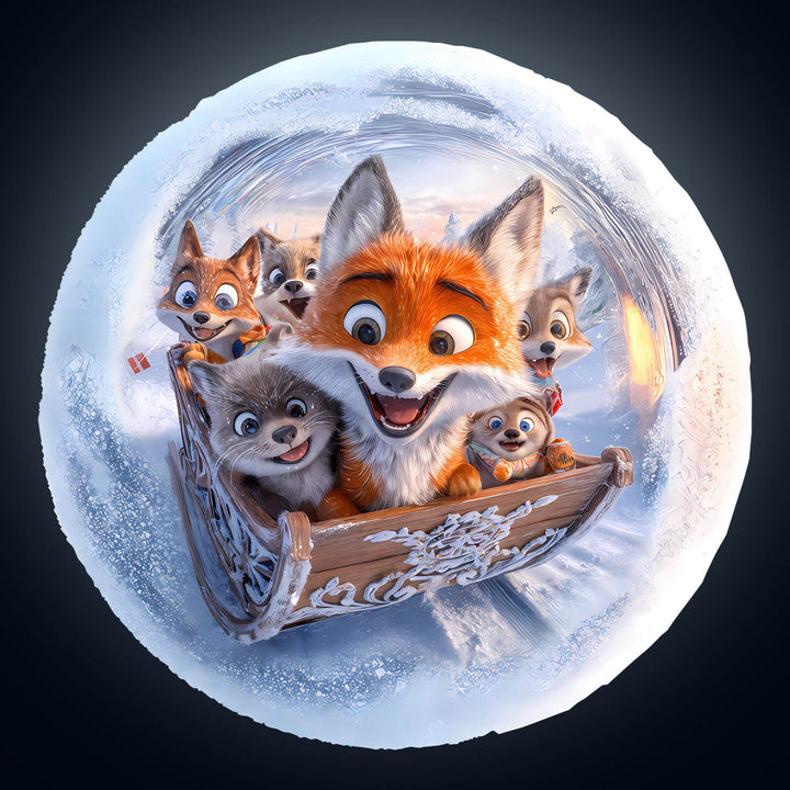 3D Sleigh Fox Wooden Jigsaw Puzzle