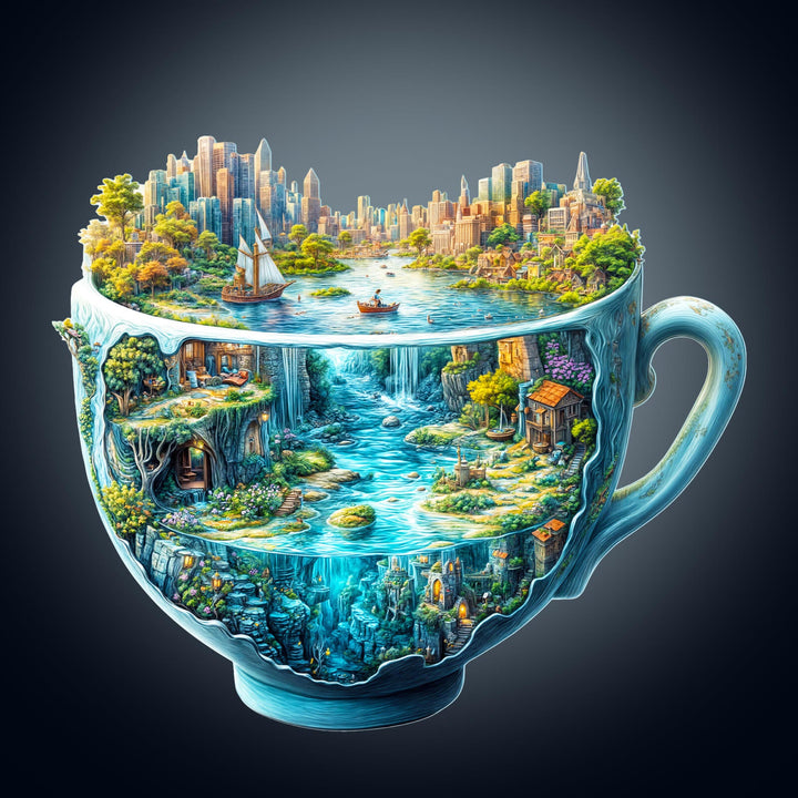 Urban Forest Cup Wooden Jigsaw Puzzle