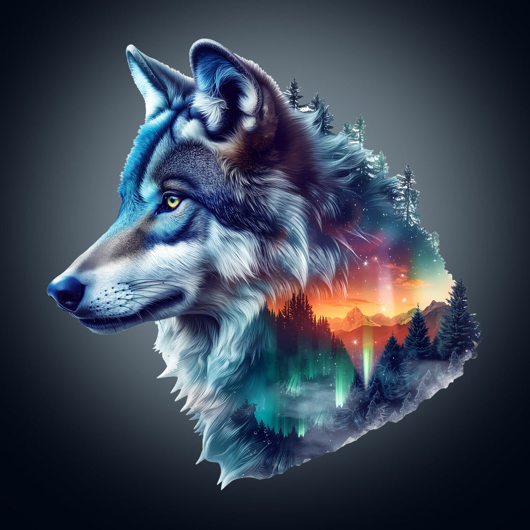 Aurora Wolf Wooden Jigsaw Puzzle