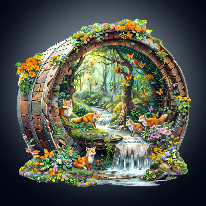 Happy foxes-1 Wooden Jigsaw Puzzle