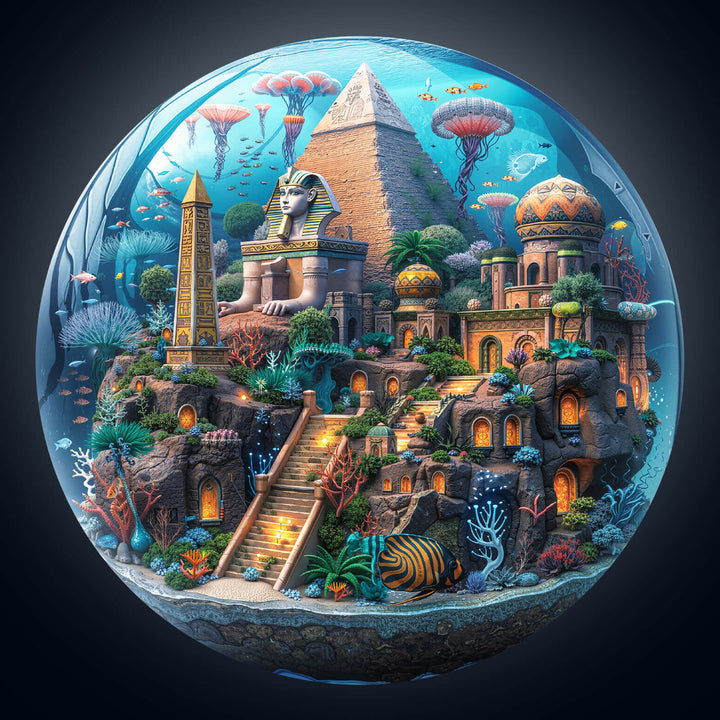 Underwater pyramid field Wooden Jigsaw Puzzle