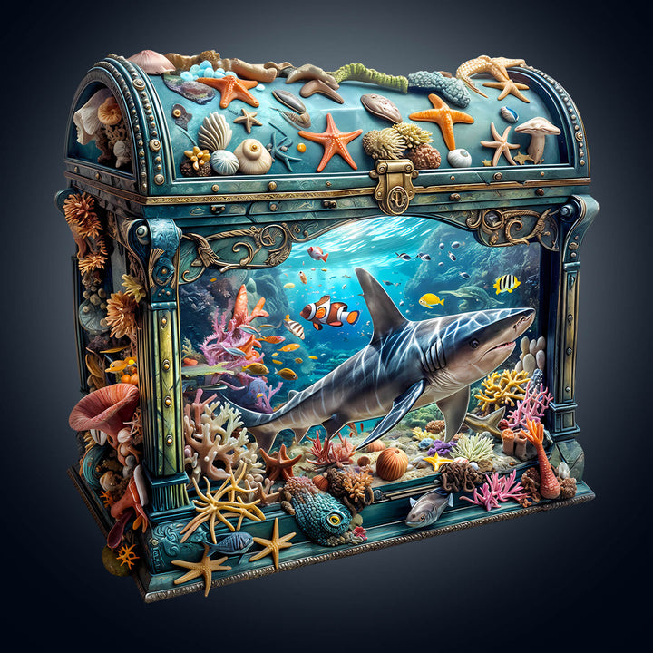 3D Treasure Chest Ocean-1 Wooden Jigsaw Puzzle
