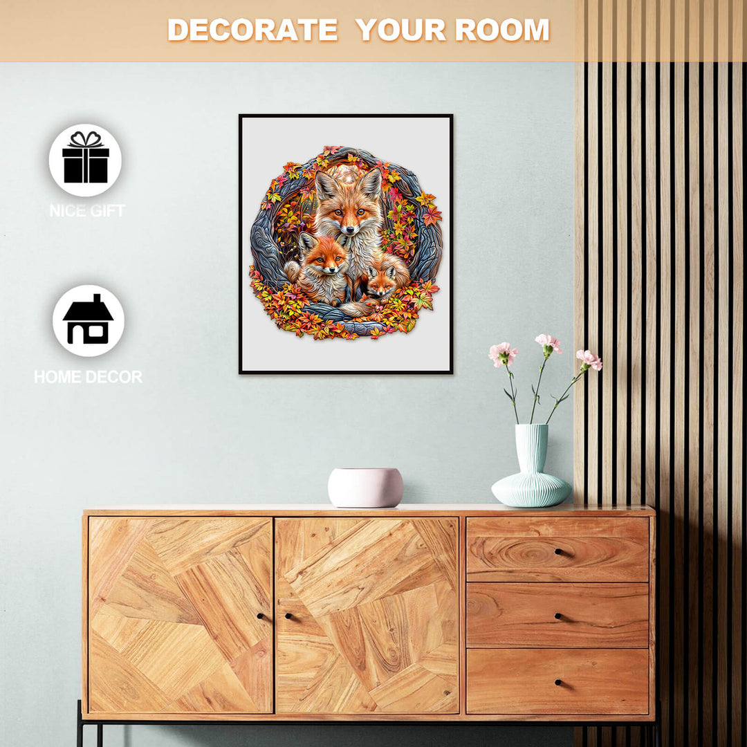 Parent-child fox Wooden Jigsaw Puzzle