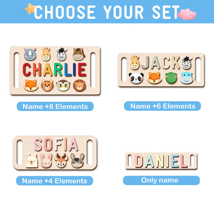 Personalised Wooden Baby Name Puzzle with Handle