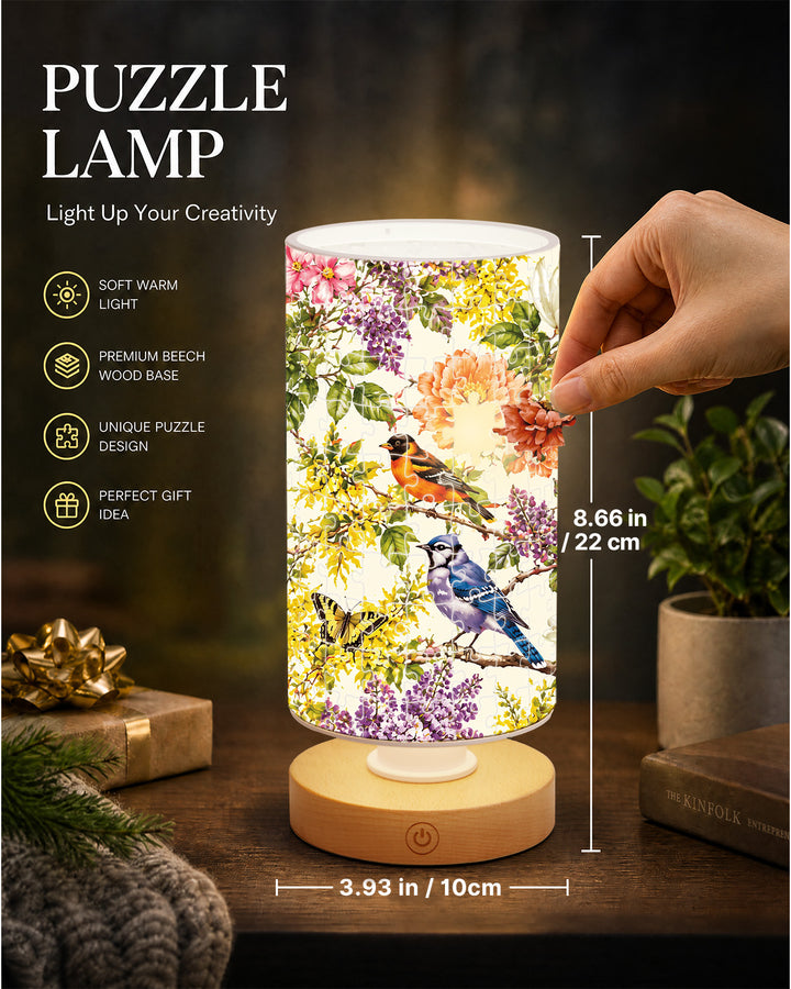DIY Dimmable Acrylic Cylindrical Puzzle Lamp - Birdsong Blossom Garden