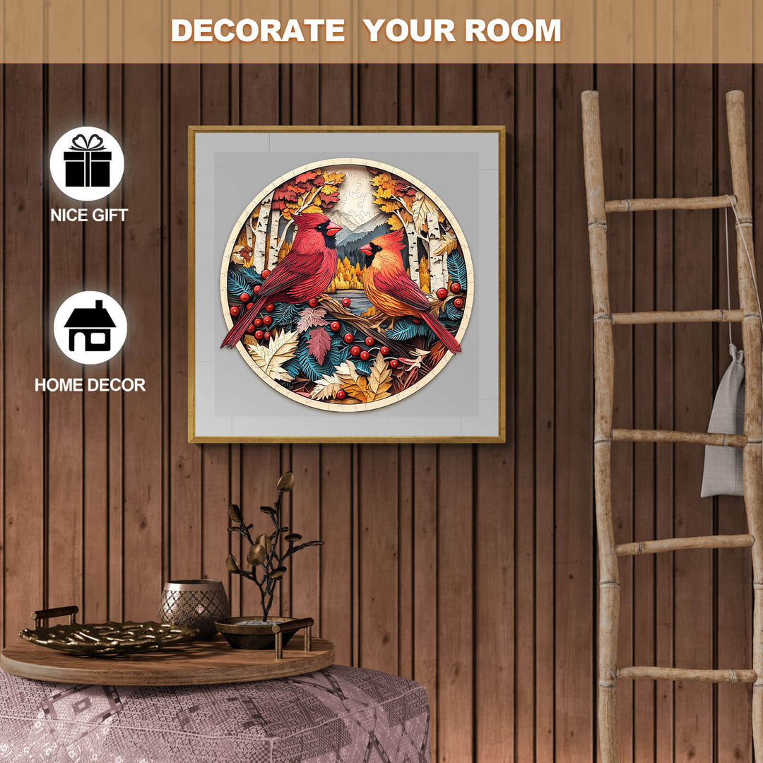 Autumn Cardinal Wooden Jigsaw Puzzle - By Woodbests