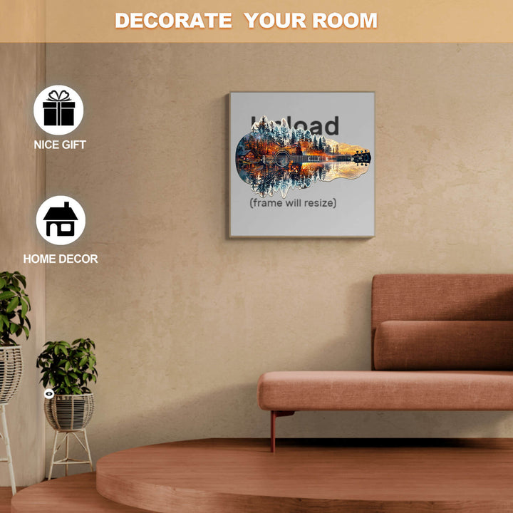 Sunset guitar Wooden Jigsaw Puzzle