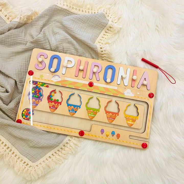 Personalized Baby Name Magnetic Maze Puzzle - Ice Cream-Woodbests