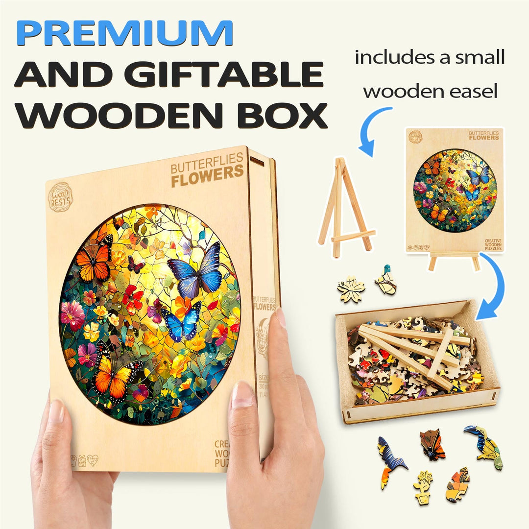 Butterflies and Flowers Wooden Jigsaw Puzzle - By Woodbests