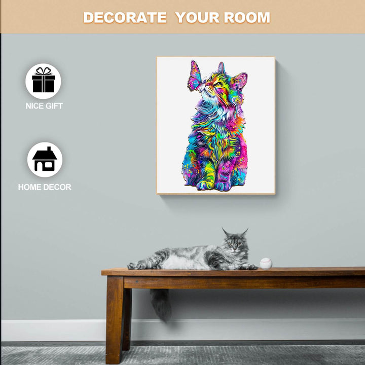 Colorful Cat Wooden Jigsaw Puzzle