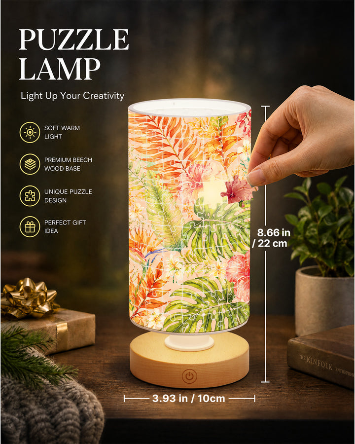 DIY Dimmable Acrylic Cylindrical Puzzle Lamp - Colorful Leaves