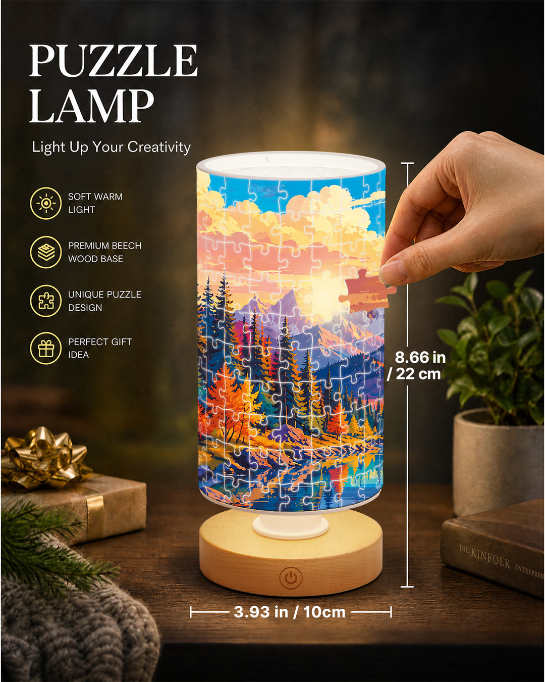 DIY Dimmable Acrylic Cylindrical Puzzle Lamp - Golden Mountain Valley