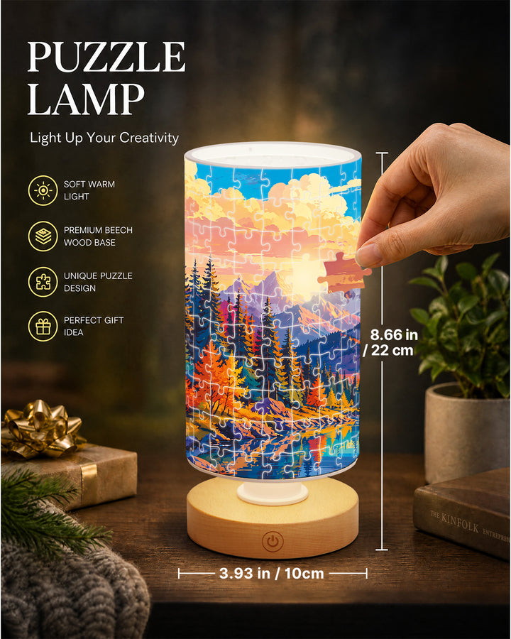 DIY Dimmable Acrylic Cylindrical Puzzle Lamp - Golden Mountain Valley