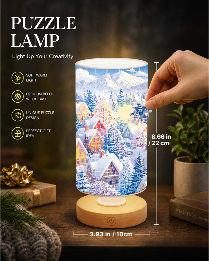 DIY Dimmable Acrylic Cylindrical Puzzle Lamp - Blue Winter Wonderland
