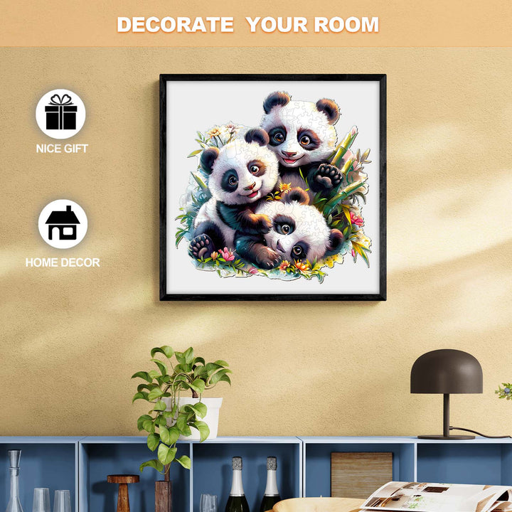 Panda Family Wooden Jigsaw Puzzle - By Woodbests