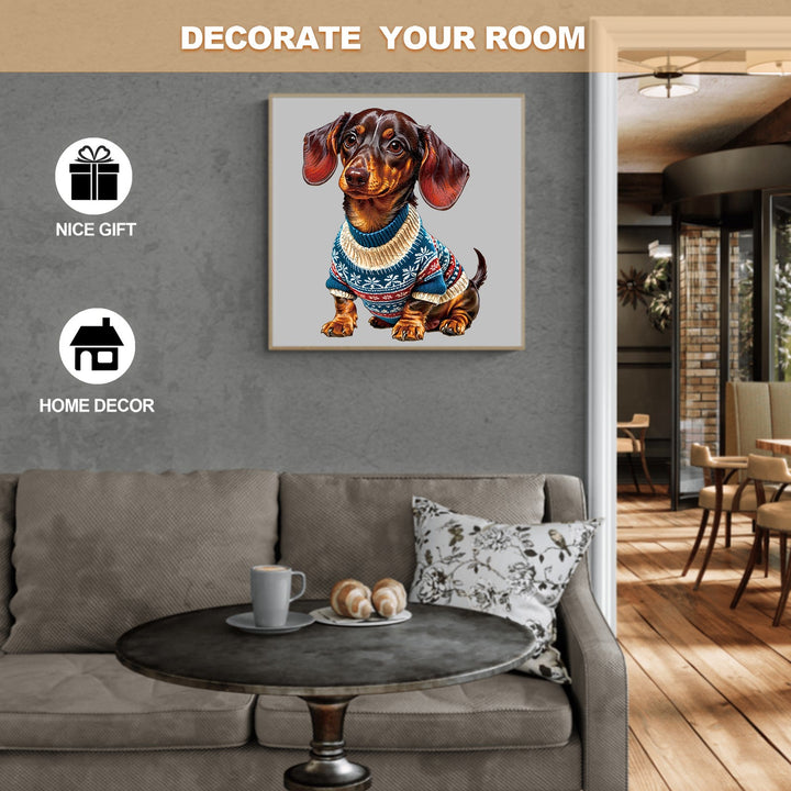 Trendy Dachshund Wooden Jigsaw Puzzle-Woodbests