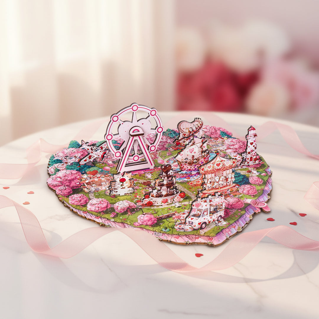Valentine Kittyland Wooden Jigsaw Puzzle
