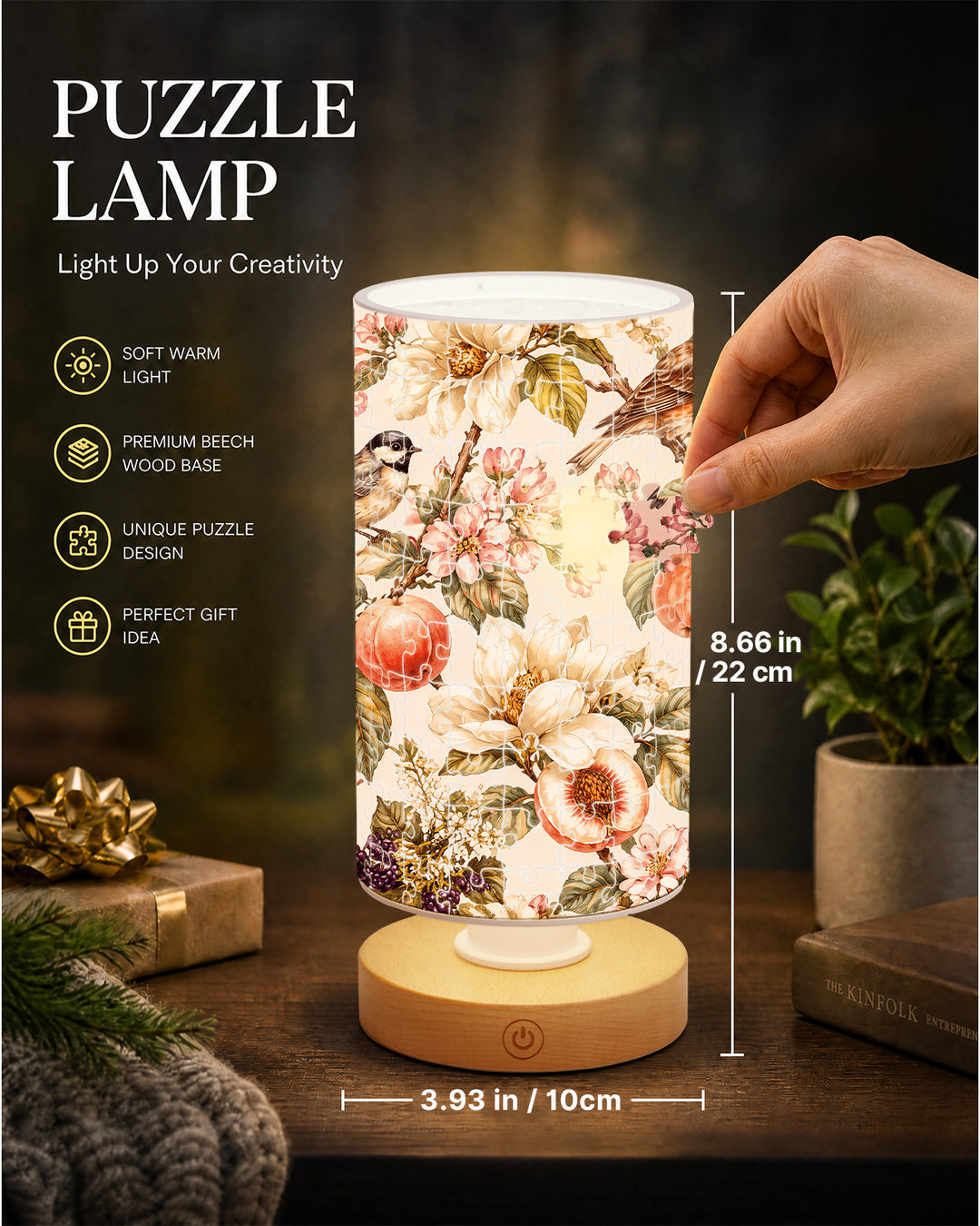 DIY Dimmable Acrylic Cylindrical Puzzle Lamp - Harvest Garden Birds