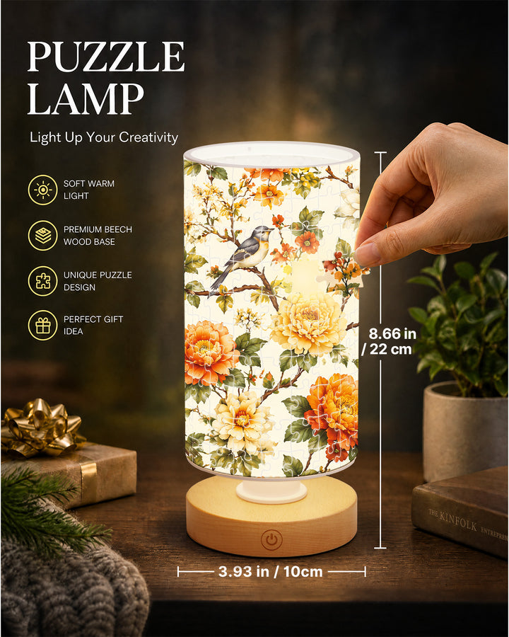 DIY Dimmable Acrylic Cylindrical Puzzle Lamp - Golden Rose Birdsong