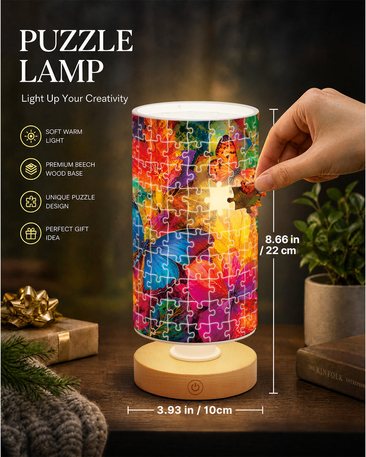 DIY Dimmable Acrylic Cylindrical Puzzle Lamp - Kaleidoscope Butterflies