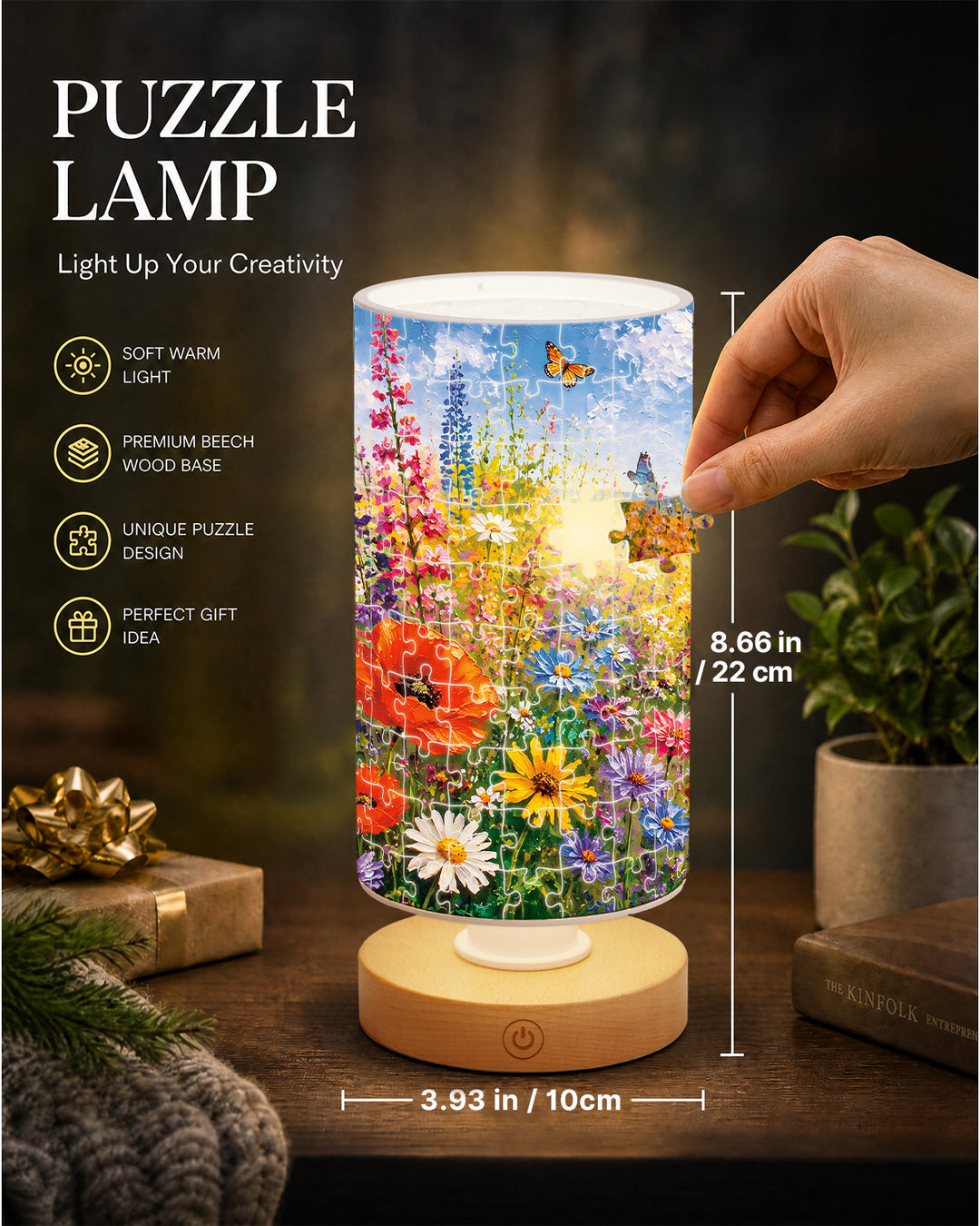 DIY Dimmable Acrylic Cylindrical Puzzle Lamp - Summer Meadow in Bloom