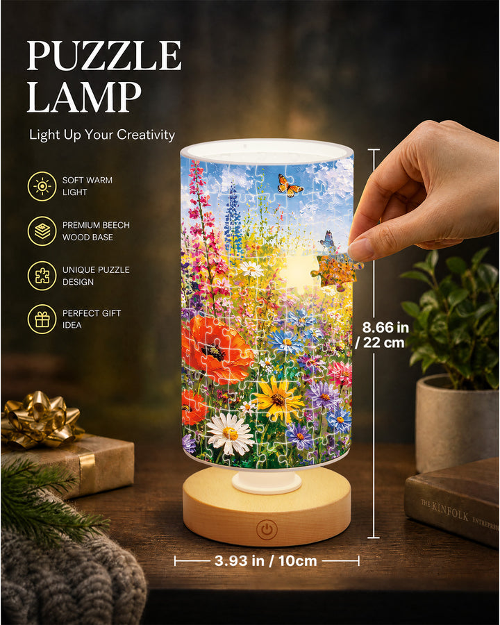 DIY Dimmable Acrylic Cylindrical Puzzle Lamp - Summer Meadow in Bloom
