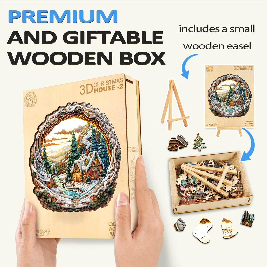 3D Christmas House-2 Wooden Jigsaw Puzzle - By Woodbests