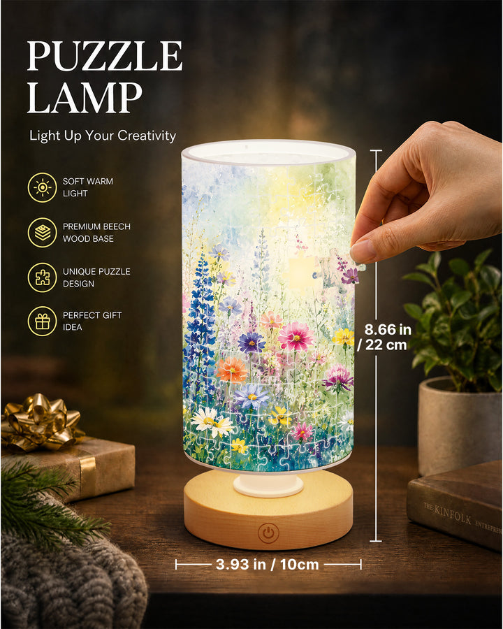 DIY Dimmable Acrylic Cylindrical Puzzle Lamp - Colorful Garden