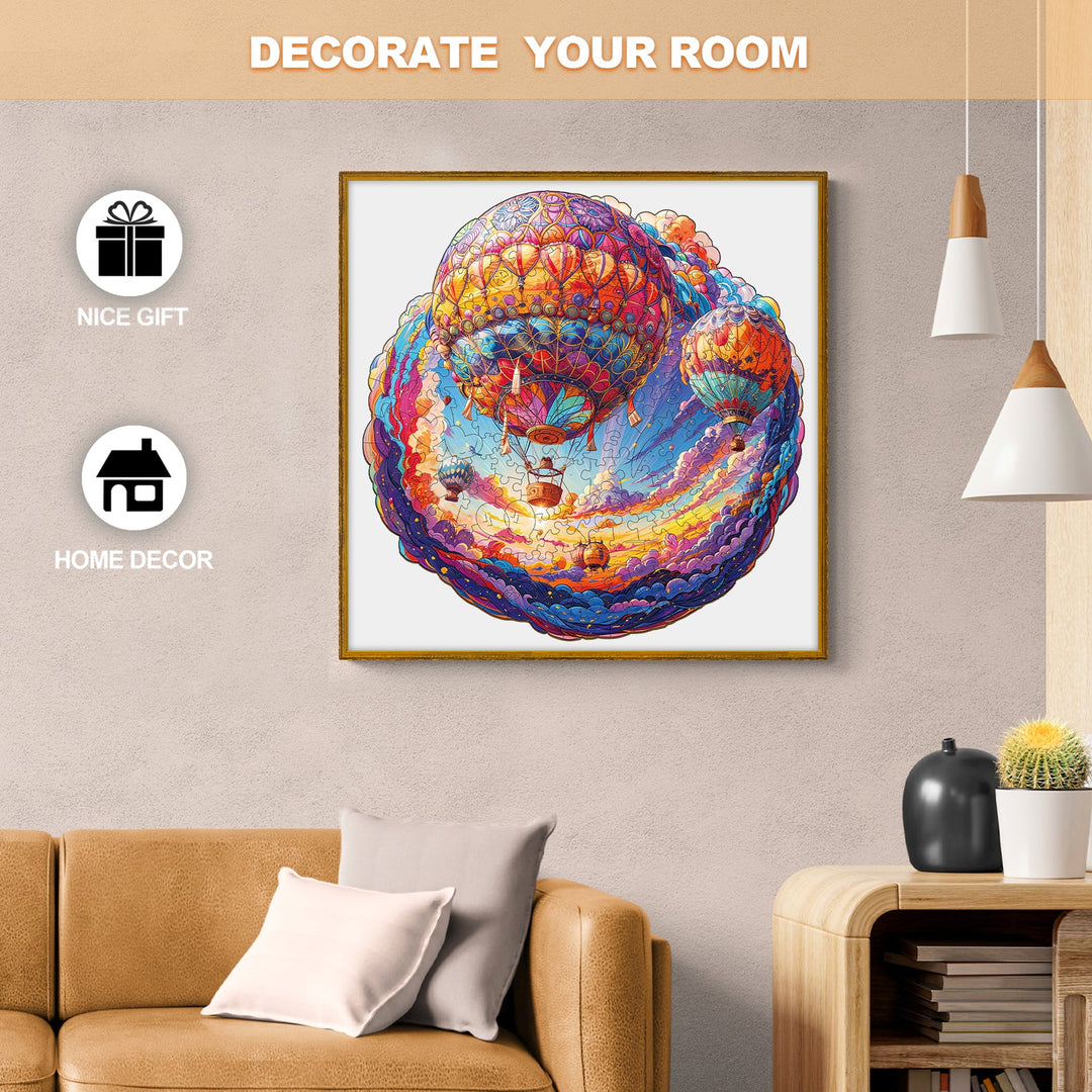 Hot Air Balloon Wooden Jigsaw Puzzle-Woodbests